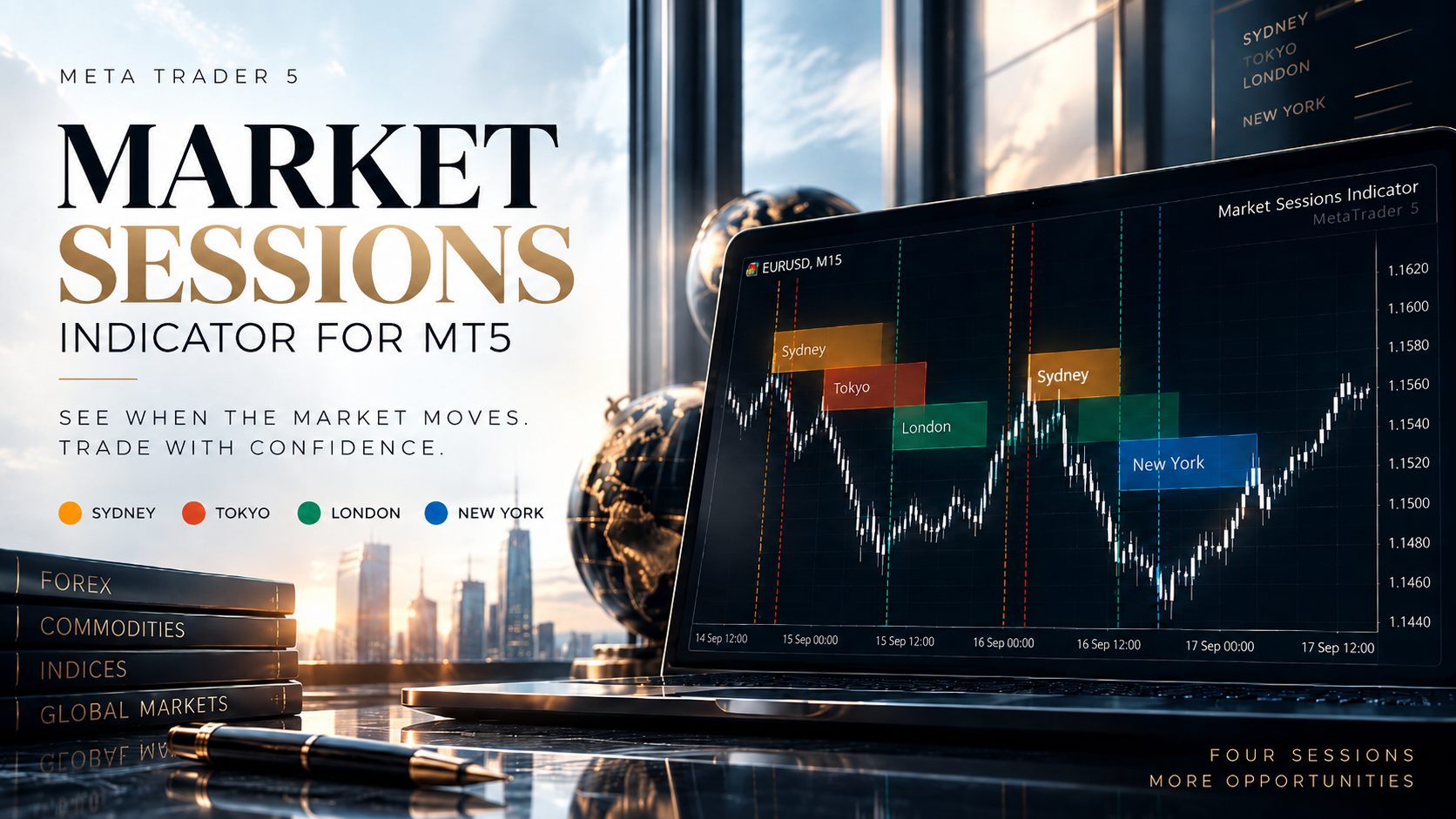 Market Sessions Indicator для MT5: как видеть торговые сессии и находить активные часы рынка